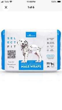 Paw Inspired Select Fit Disposable Male Dog Wraps Medium 20 Count